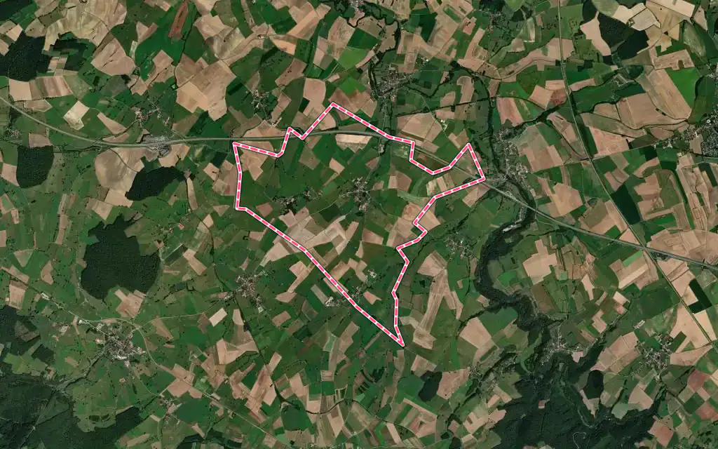 Vue satellite de Savigny-en-Terre-Plaine avec ses contours administratifs