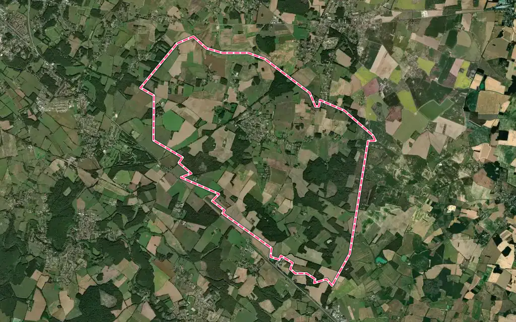 Vue satellite de Savigny-Lévescault avec ses contours administratifs