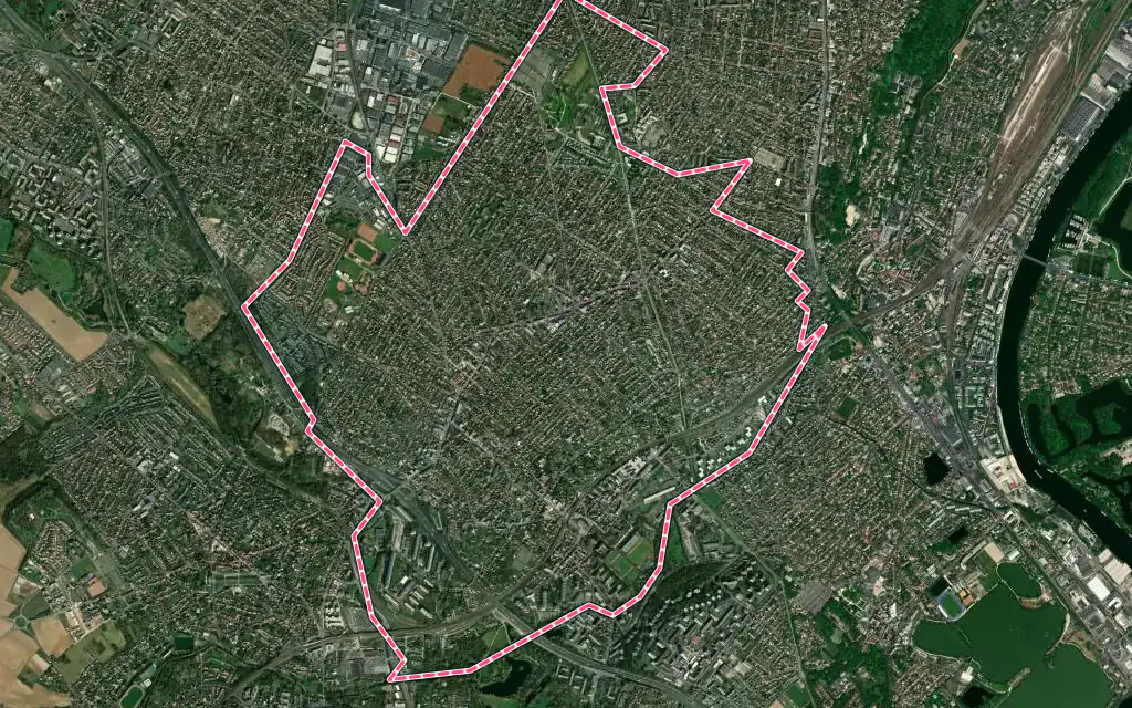 Vue satellite de Savigny-sur-Orge avec ses contours administratifs