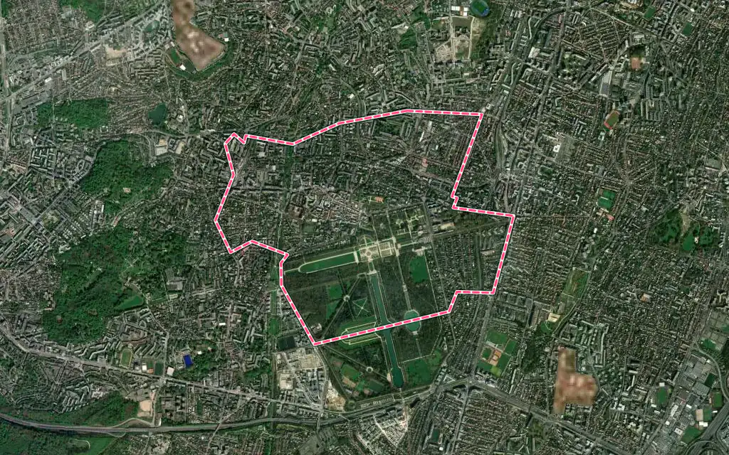 Vue satellite de Sceaux avec ses contours administratifs