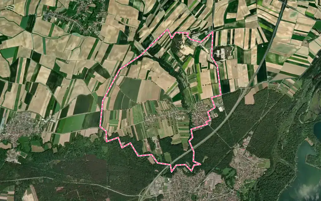 Vue satellite de Schaffhouse-près-Seltz avec ses contours administratifs