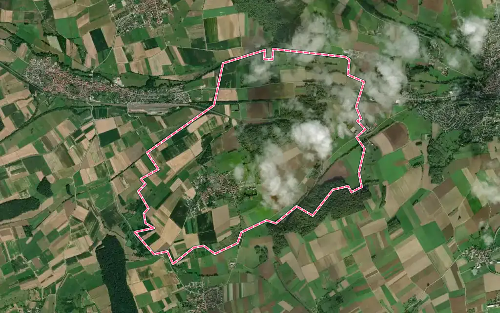 Vue satellite de Schalkendorf avec ses contours administratifs