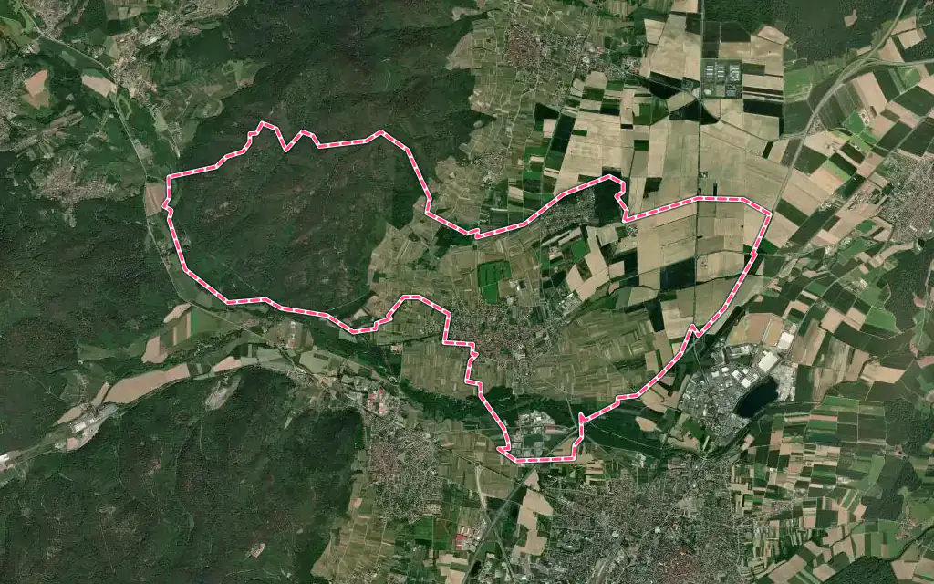 Vue satellite de Scherwiller avec ses contours administratifs