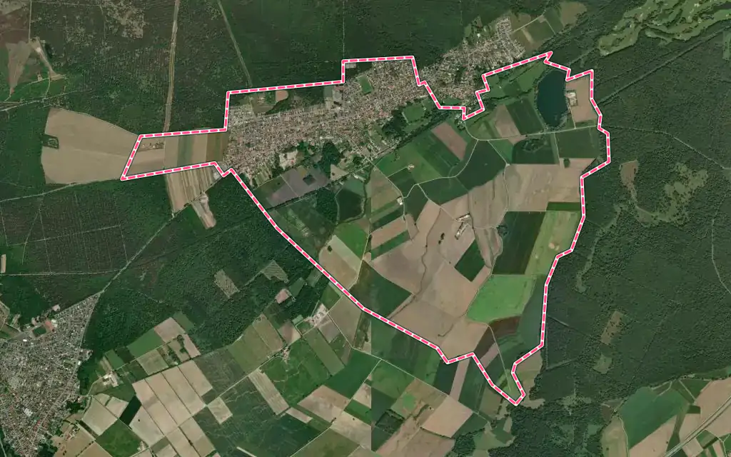 Vue satellite de Schirrhein avec ses contours administratifs