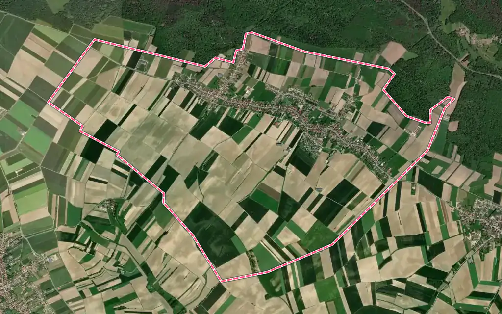 Vue satellite de Schleithal avec ses contours administratifs