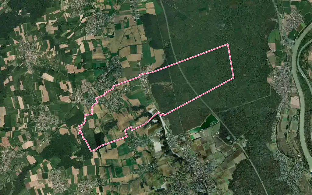 Vue satellite de Schlierbach avec ses contours administratifs
