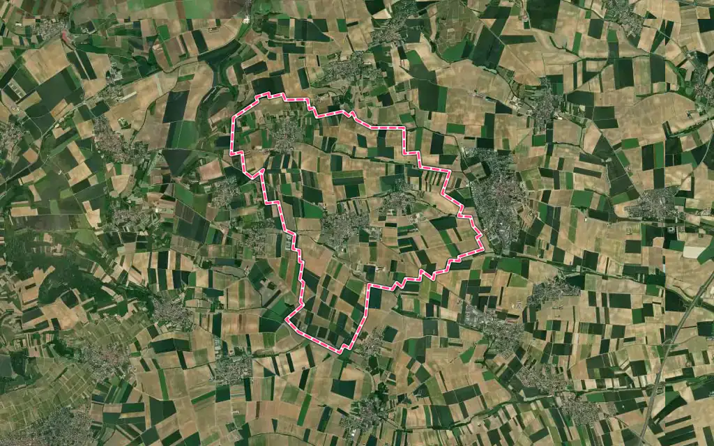 Vue satellite de Schnersheim avec ses contours administratifs