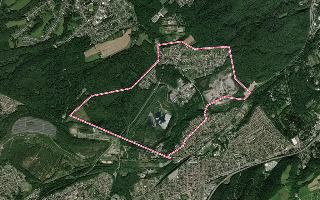 Vue satellite de Schœneck avec ses contours administratifs