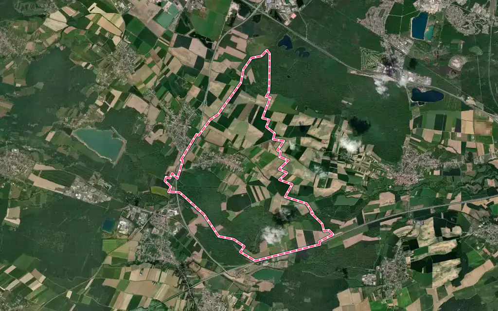 Vue satellite de Schweighouse-Thann avec ses contours administratifs