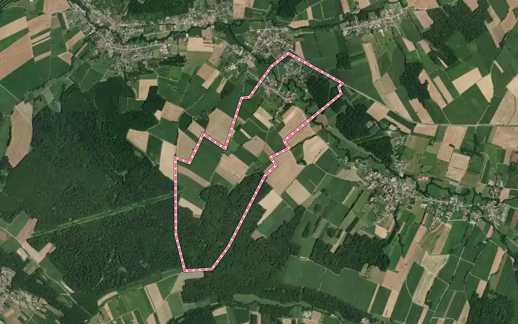 Vue satellite de Schwoben avec ses contours administratifs
