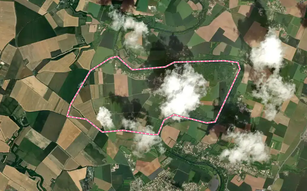 Vue satellite de Sciecq avec ses contours administratifs