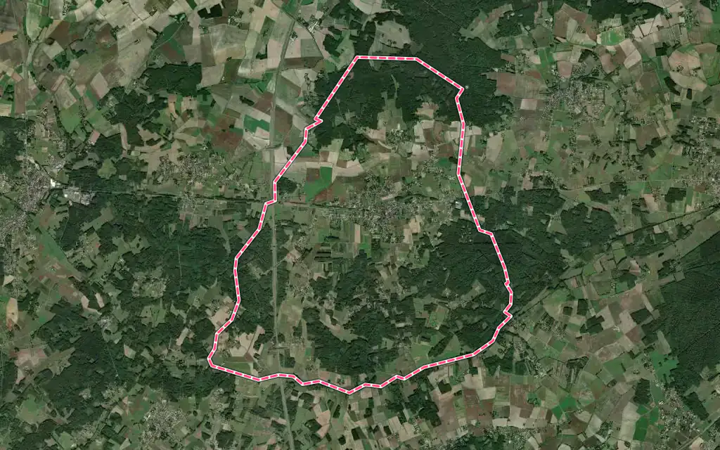 Vue satellite de Scorbé-Clairvaux avec ses contours administratifs