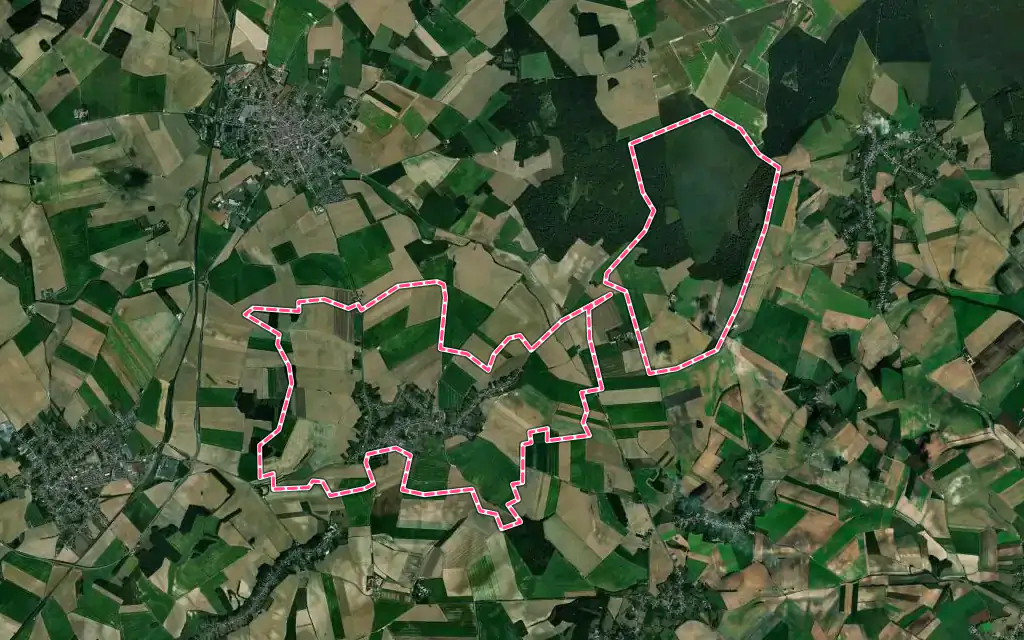 Vue satellite de Seboncourt avec ses contours administratifs