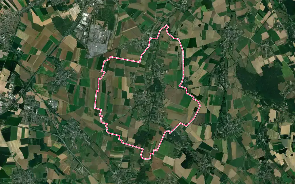 Vue satellite de Sebourg avec ses contours administratifs