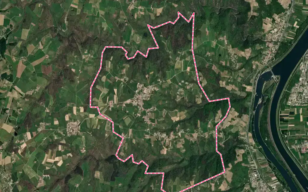 Vue satellite de Sécheras avec ses contours administratifs