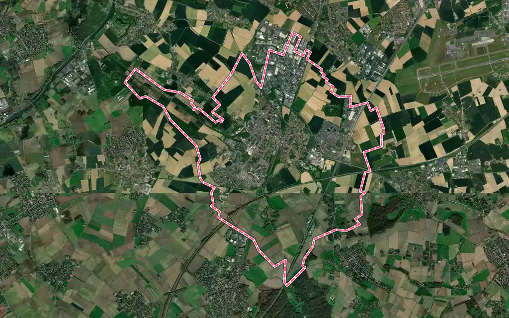 Vue satellite de Seclin avec ses contours administratifs
