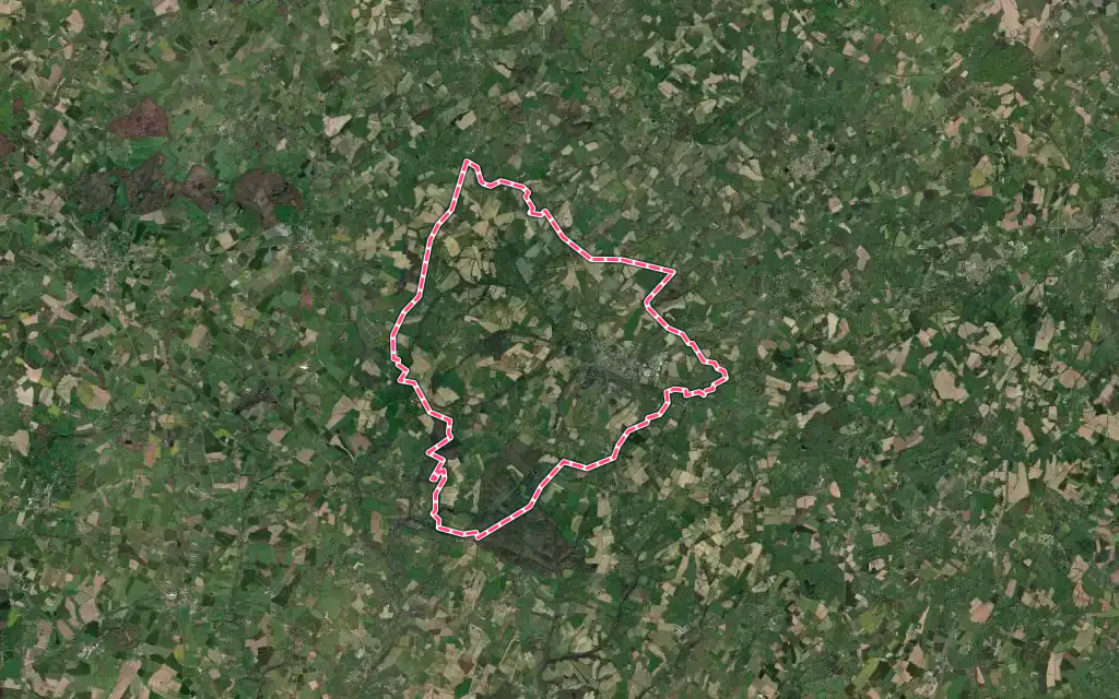 Vue satellite de Secondigny avec ses contours administratifs