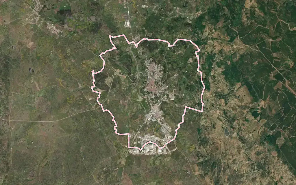 Vista satélite de Sé e São Lourenço con su contorno administrativo