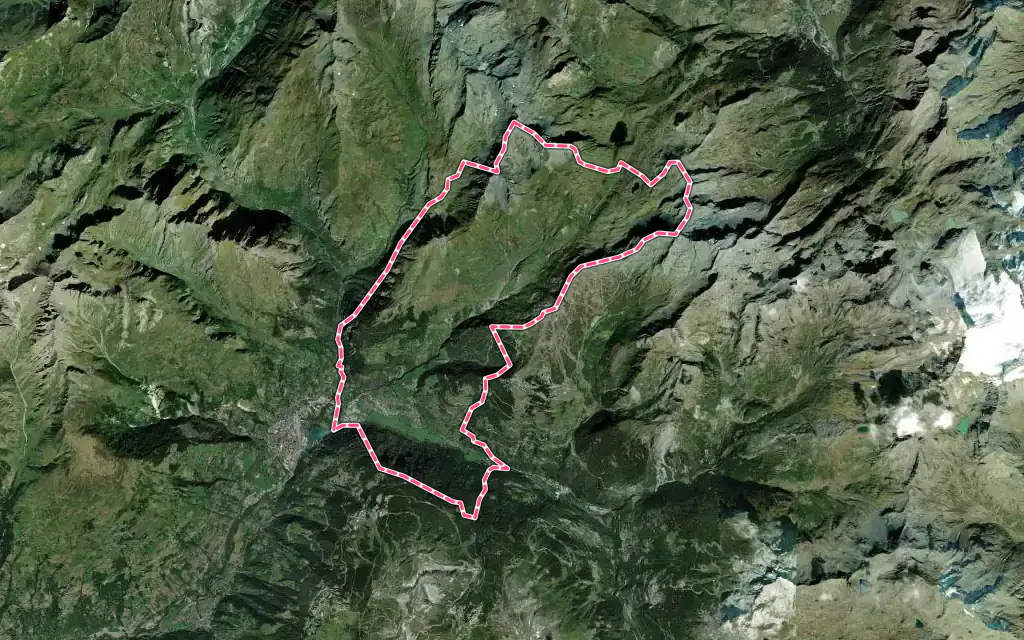 Vue satellite de Séez avec ses contours administratifs
