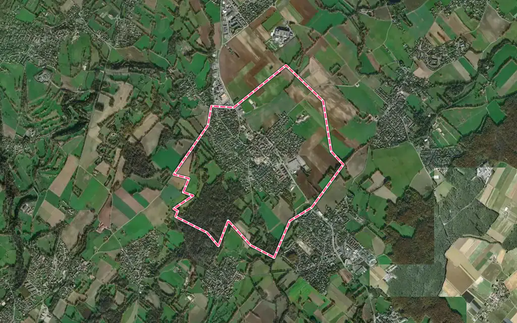 Vue satellite de Ségny avec ses contours administratifs