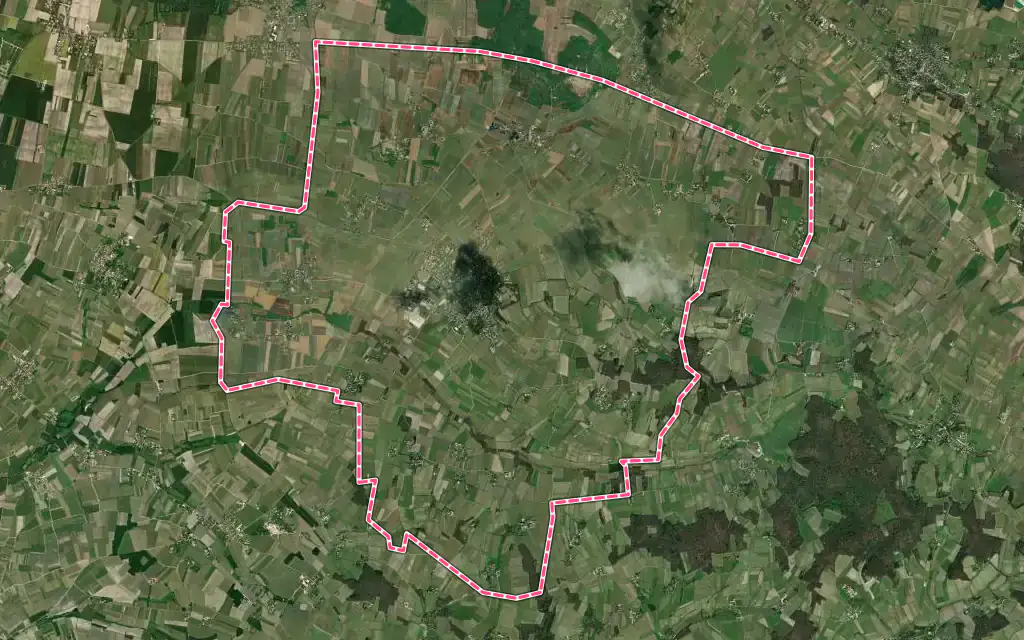 Vue satellite de Segonzac avec ses contours administratifs