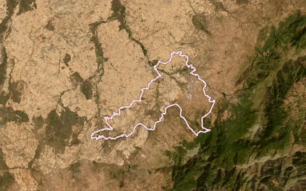 Vista satélite de Segovia con su contorno administrativo