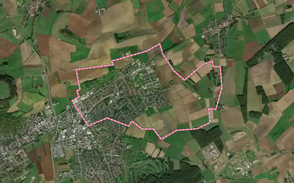Vue satellite de Seichamps avec ses contours administratifs