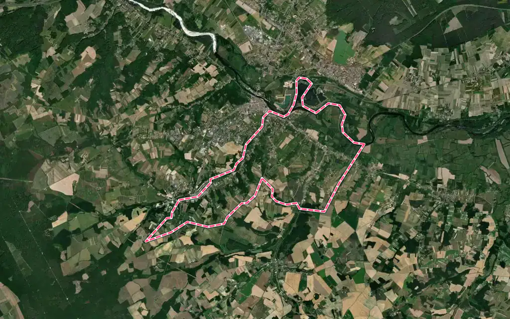 Vue satellite de Seigy avec ses contours administratifs