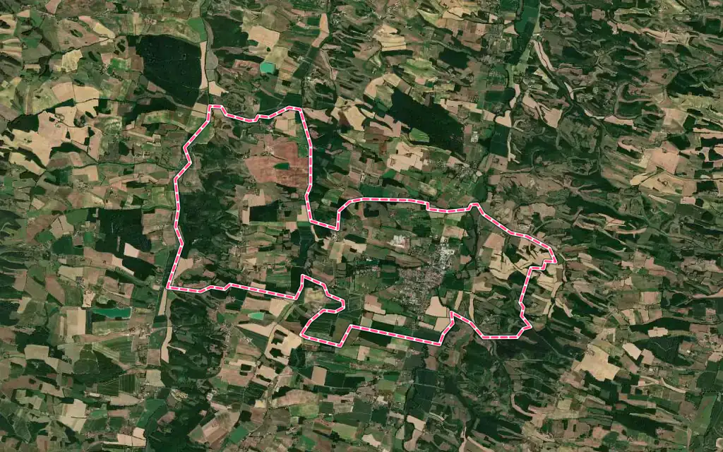 Vue satellite de Seissan avec ses contours administratifs