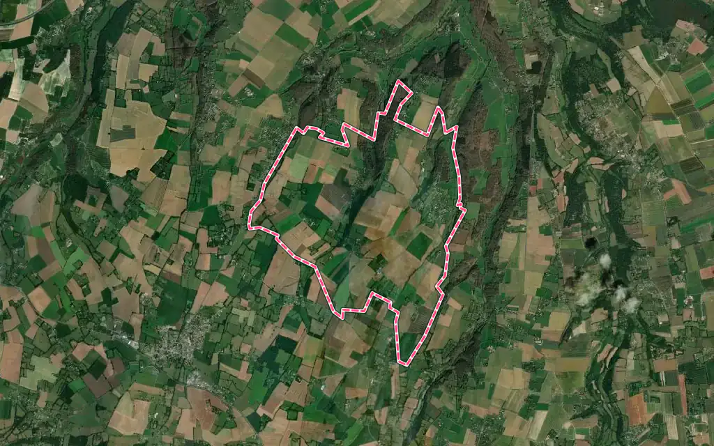 Vue satellite de Selles avec ses contours administratifs