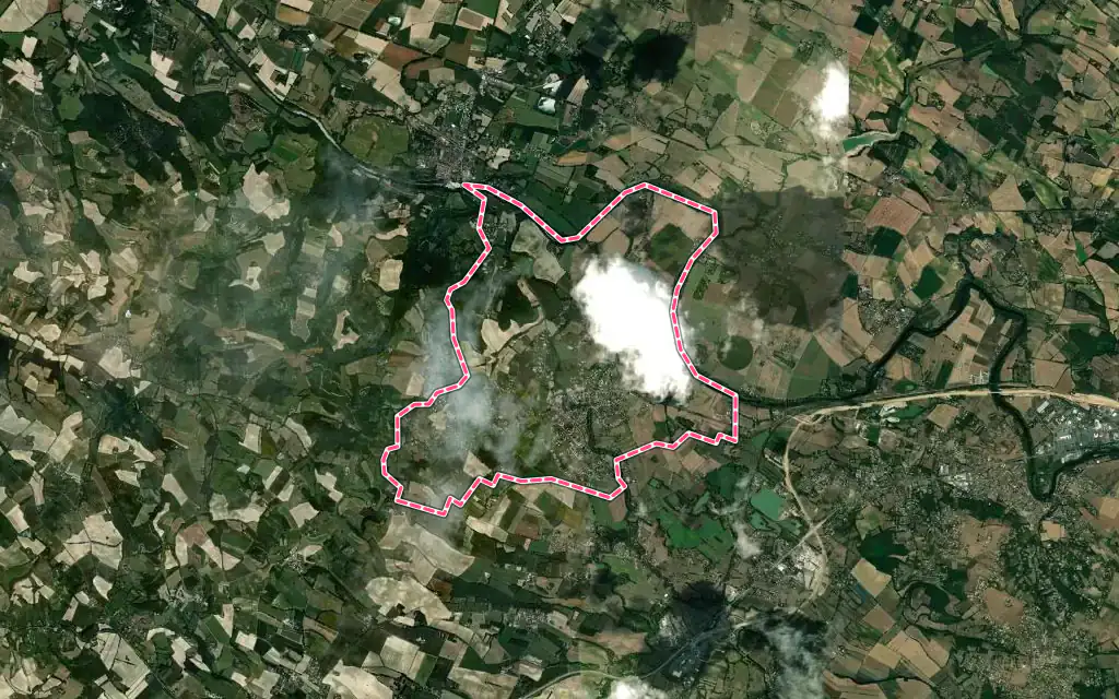 Vue satellite de Sémalens avec ses contours administratifs