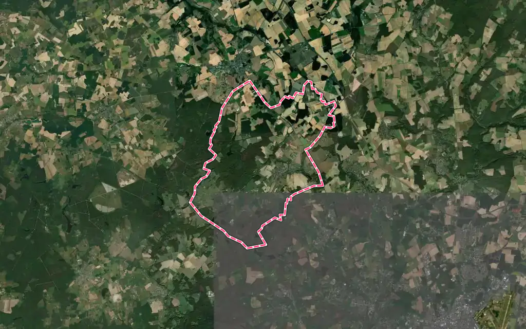 Vue satellite de Semblançay avec ses contours administratifs