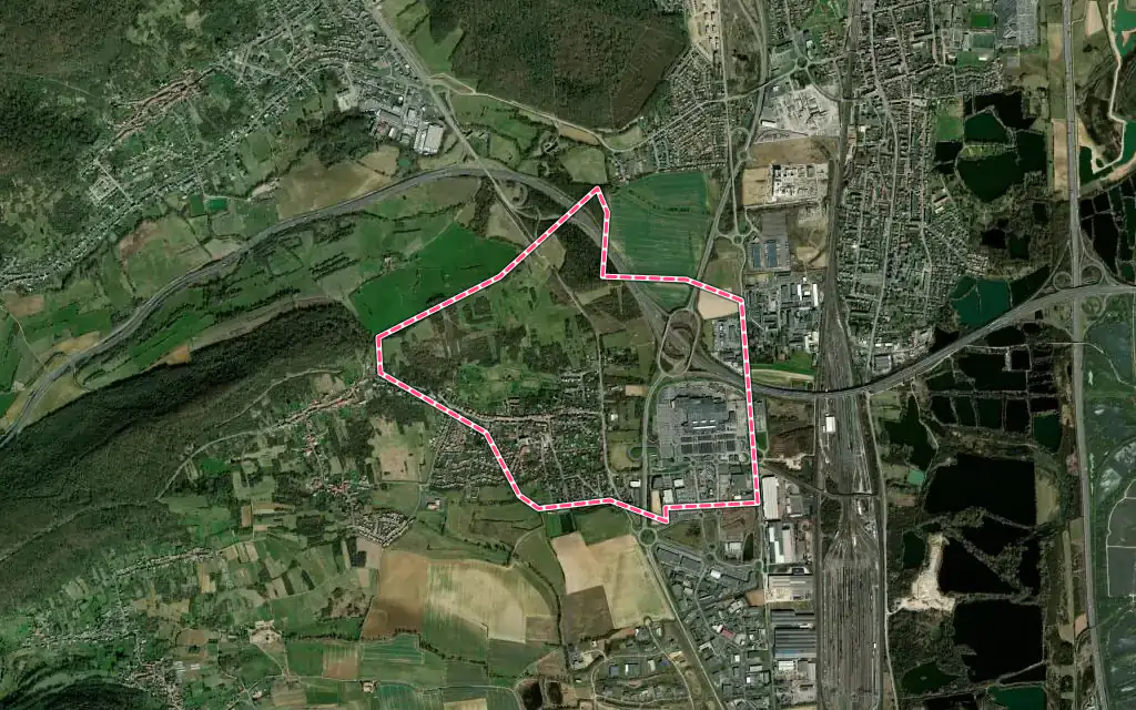 Vue satellite de Semécourt avec ses contours administratifs