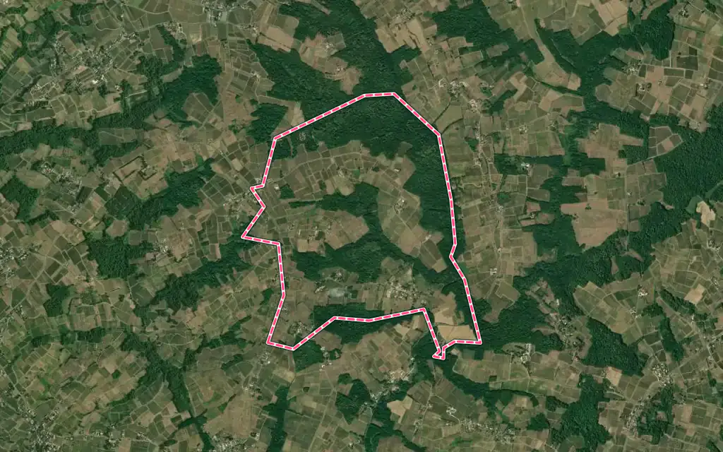 Vue satellite de Semens avec ses contours administratifs