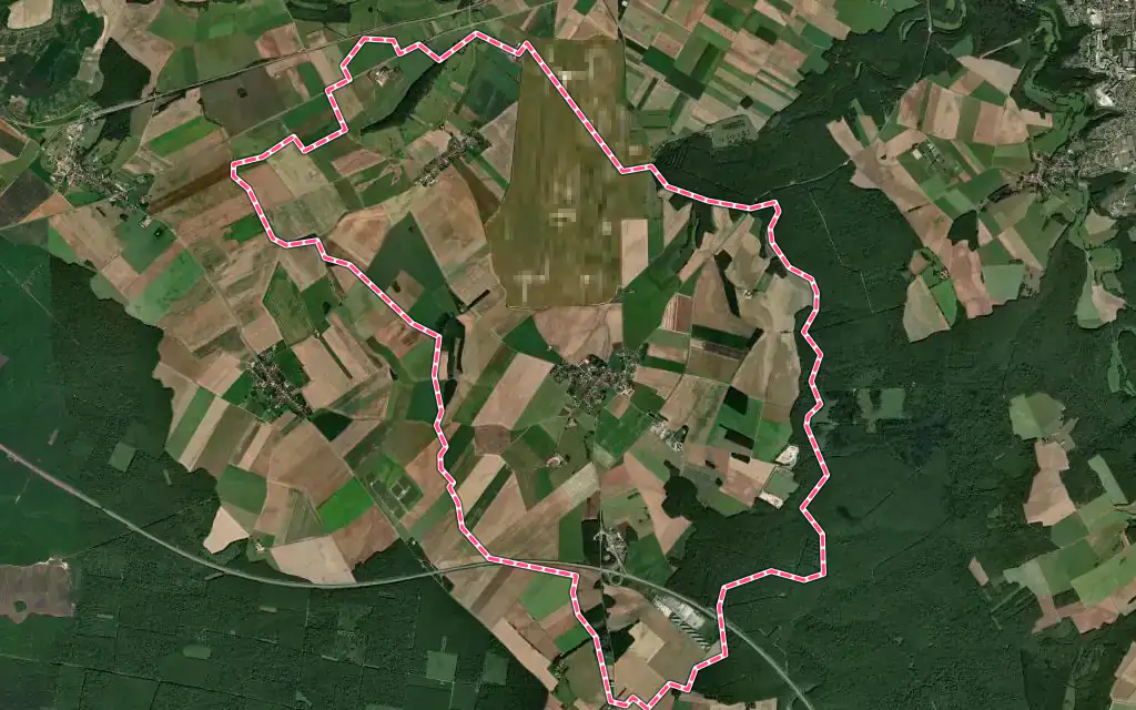 Vue satellite de Semoutiers-Montsaon avec ses contours administratifs