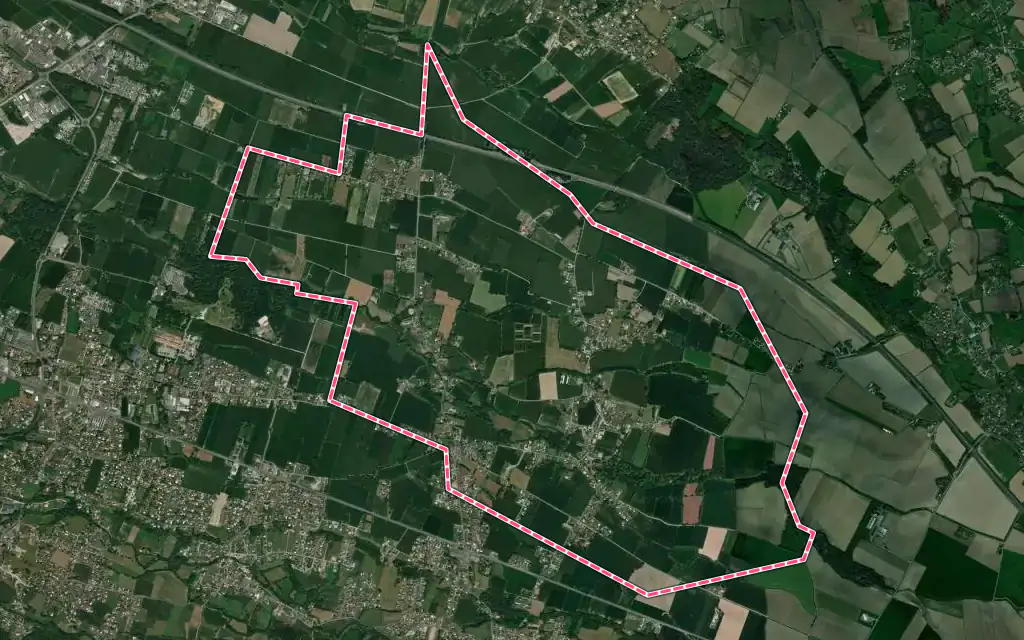 Vue satellite de Sendets avec ses contours administratifs