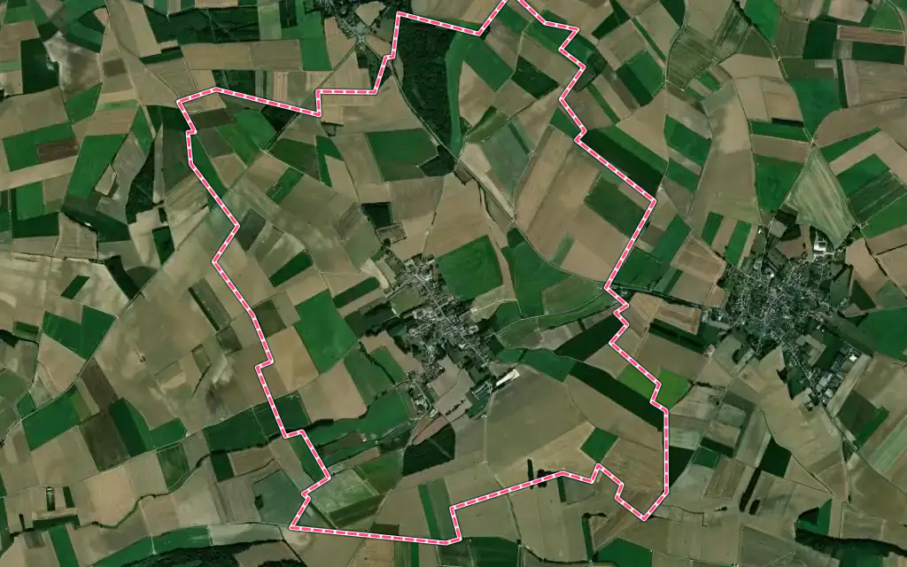 Vue satellite de Senlis-le-Sec avec ses contours administratifs