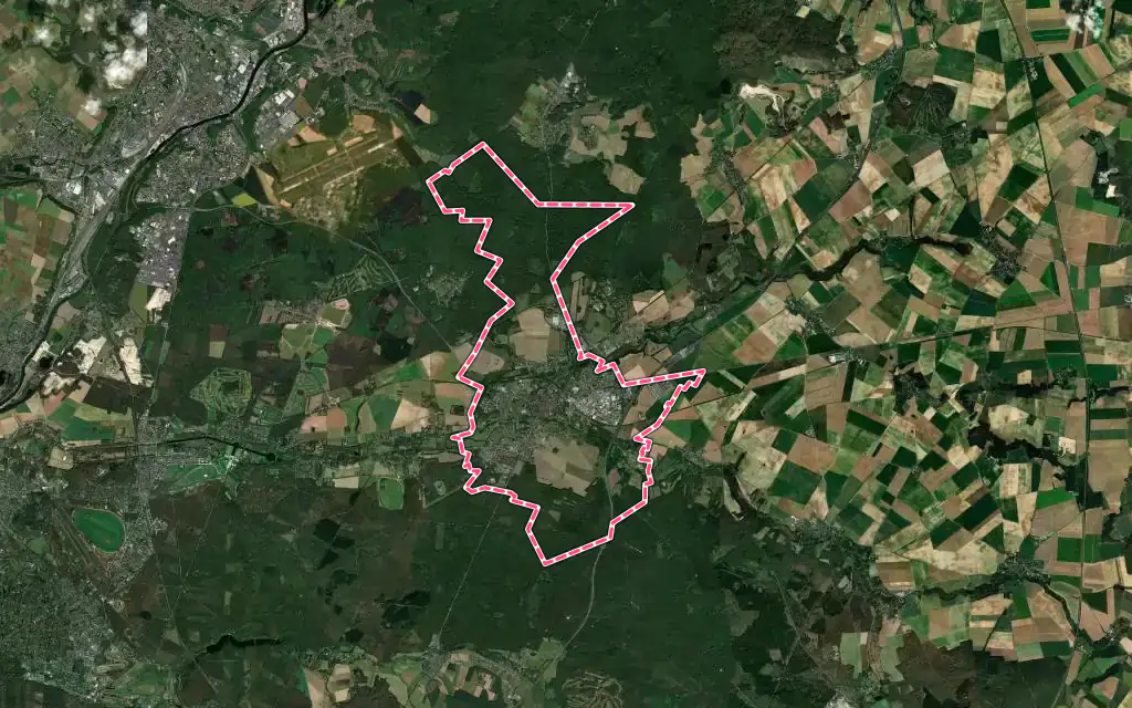 Vue satellite de Senlis avec ses contours administratifs