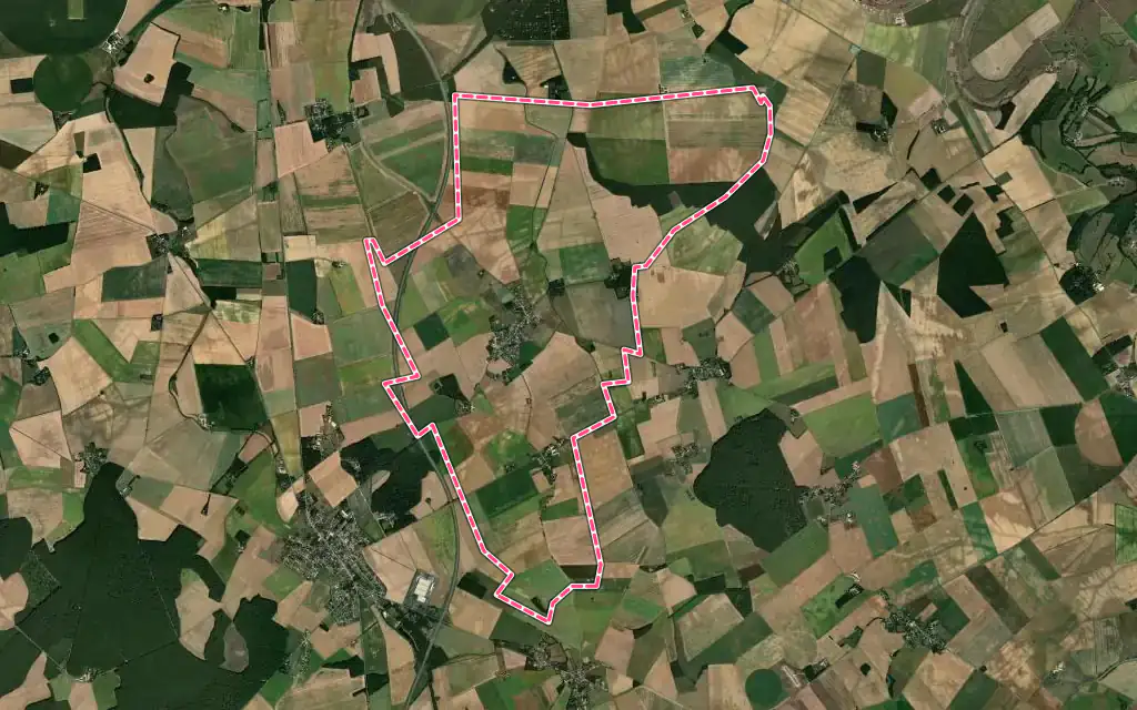 Vue satellite de Senneçay avec ses contours administratifs