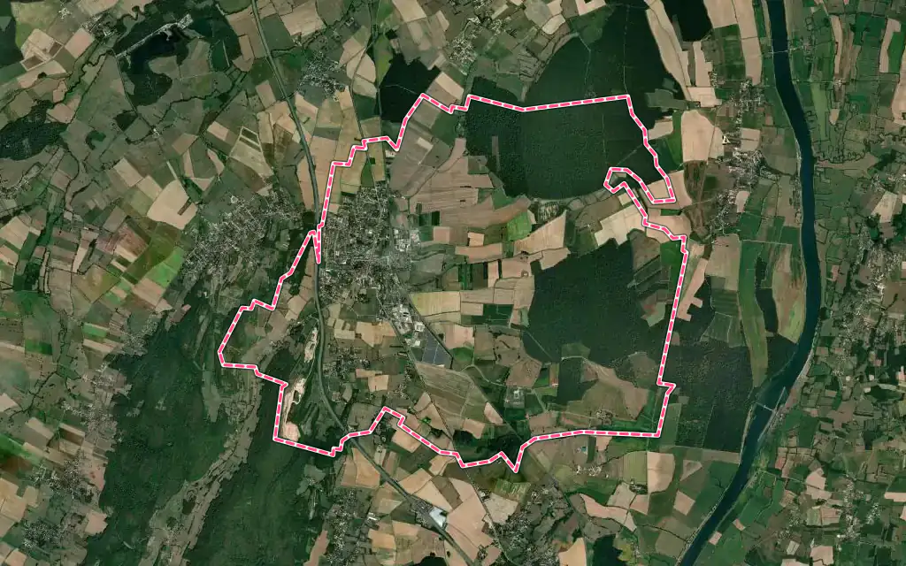 Vue satellite de Sennecey-le-Grand avec ses contours administratifs