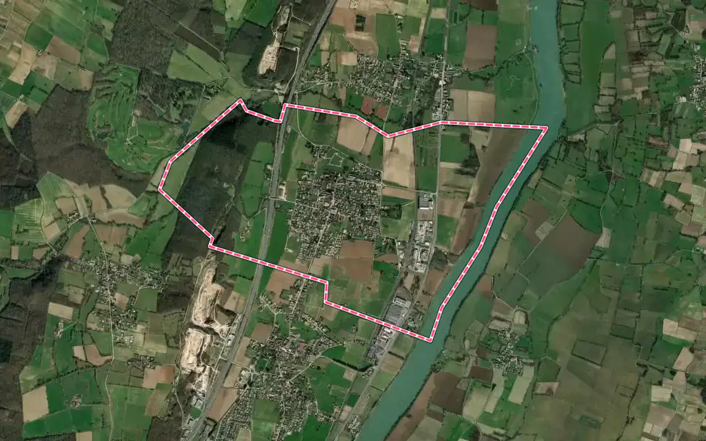 Vue satellite de Senozan avec ses contours administratifs