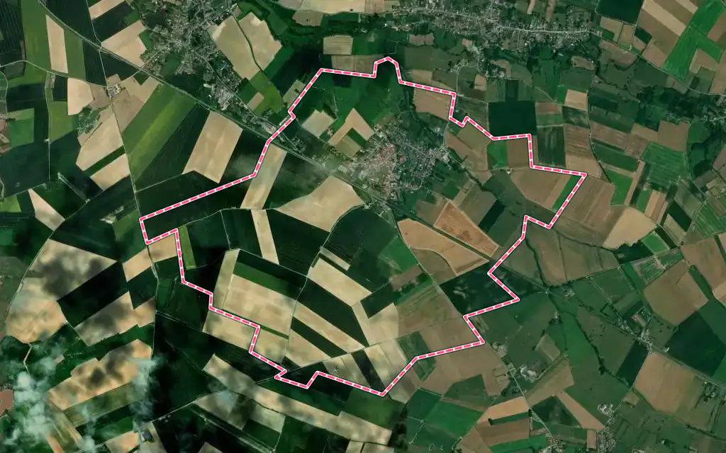 Vue satellite de Sepmeries avec ses contours administratifs