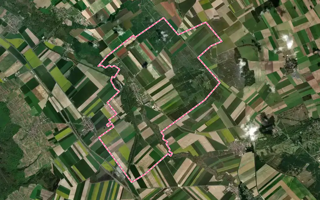 Vue satellite de Sept-Saulx avec ses contours administratifs