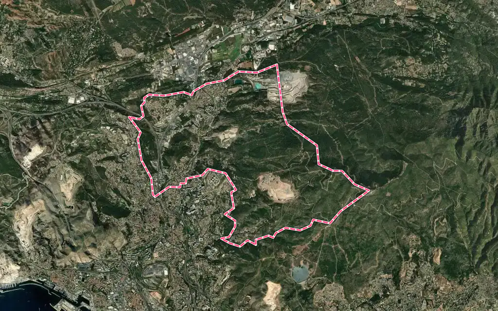 Vue satellite de Septèmes-les-Vallons avec ses contours administratifs