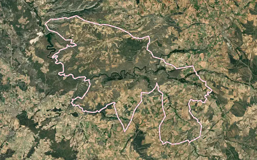 Vista satélite de Sepúlveda con su contorno administrativo