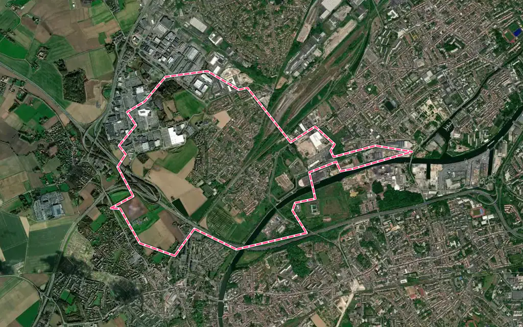 Vue satellite de Sequedin avec ses contours administratifs