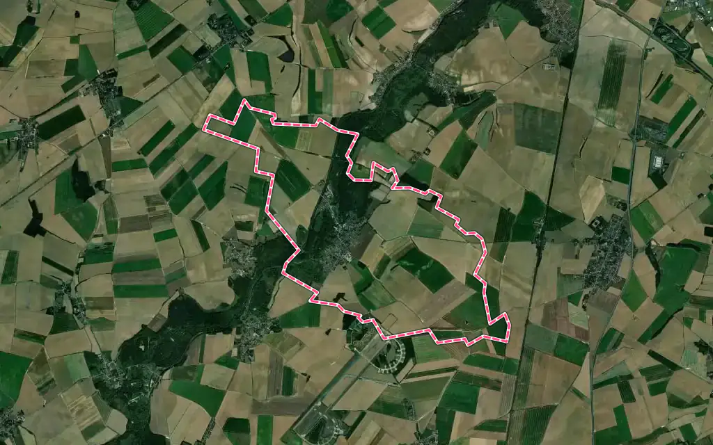 Vue satellite de Seraucourt-le-Grand avec ses contours administratifs