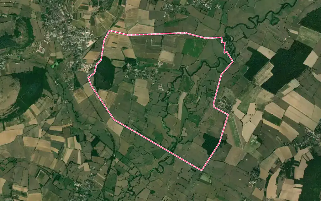 Vue satellite de Sercy avec ses contours administratifs