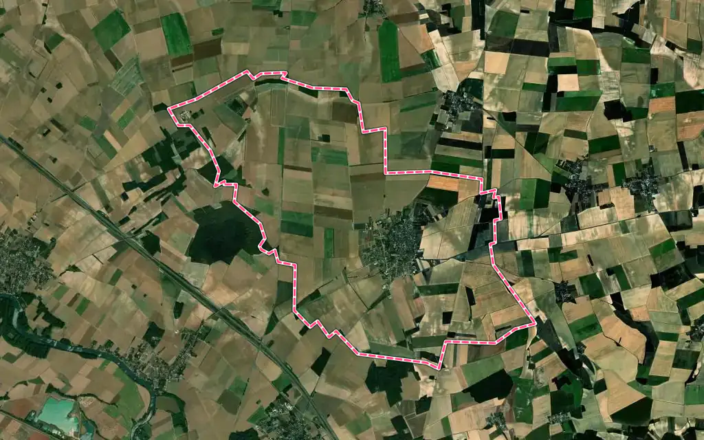 Vue satellite de Sergines avec ses contours administratifs