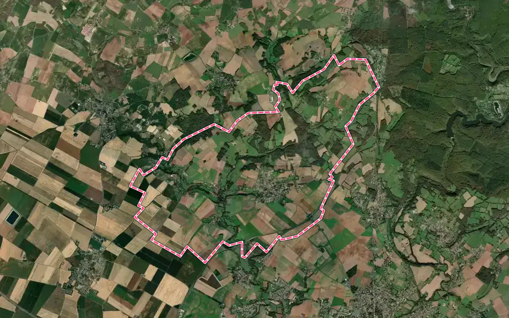 Vue satellite de Sérigné avec ses contours administratifs